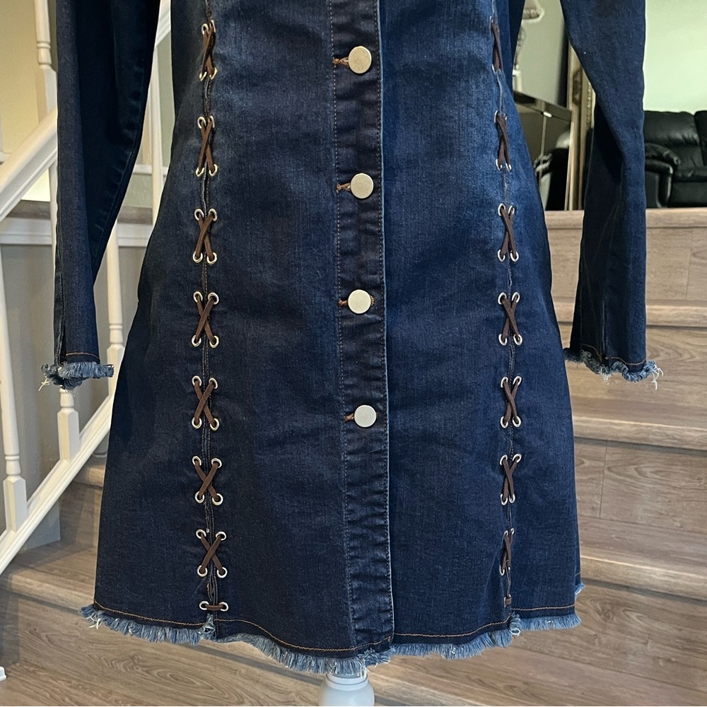 Denim & Suede Dress - Picture 4 of 10